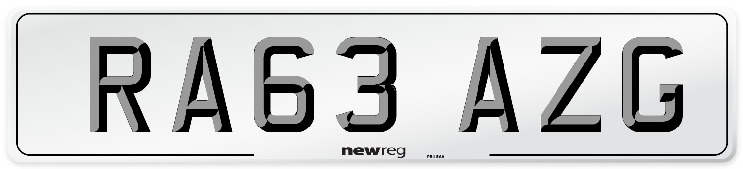 RA63 AZG Number Plate from New Reg